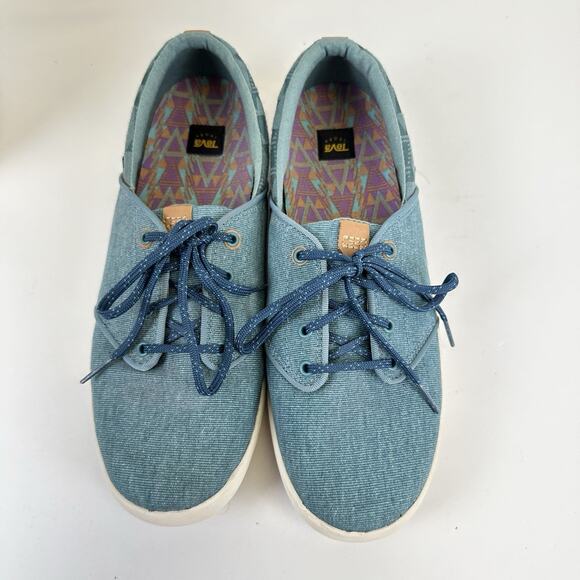 Teva Willow Teal Lace Up Canvas Sneaker Flats Slip Resistant Womens Size 10 - Picture 3 of 10